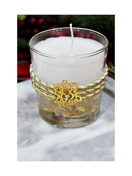 Scented Candle Glass Ø8.5 X 8.9 Cm Gel Decoration Gold Leaves