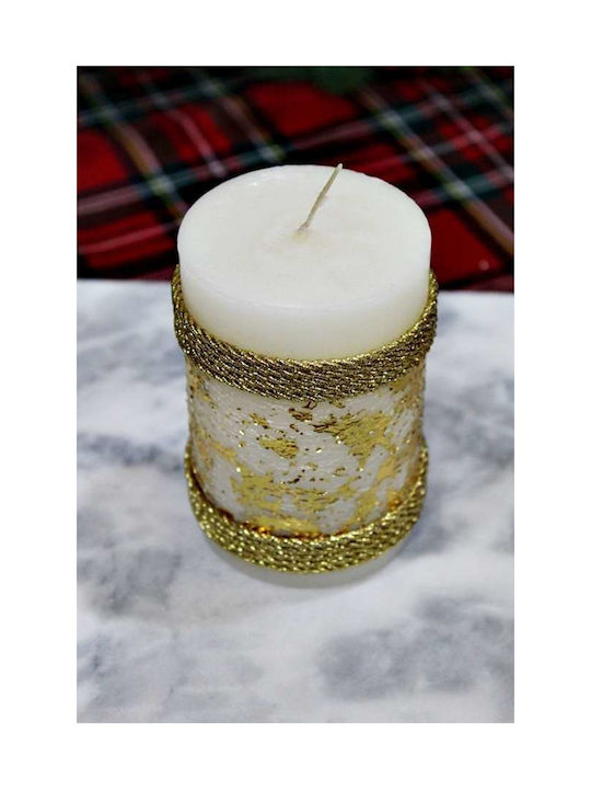 Scented Candle 6.5 X 10 Cm Gold Cord Gold Leaves