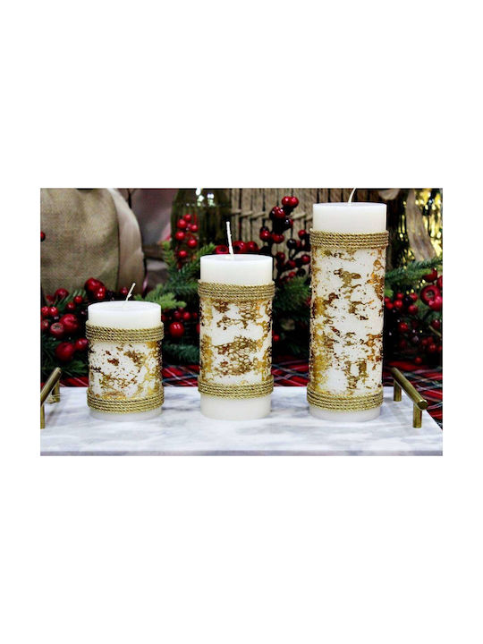 Scented Candle 6.5 X 10 Cm Gold Cord Gold Leaves
