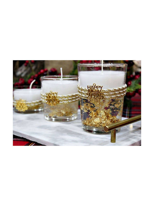 Scented Candle Glass Ø8.5 X 8.9 Cm Gel Decoration Gold Leaves
