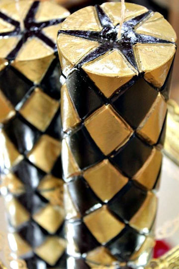 Kerze Gold Schwarz Rhombus 7,5*15