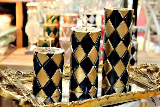 Kerze Gold Schwarz Rhombus 7,5*15