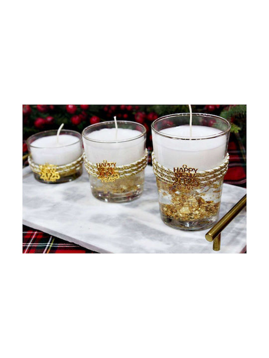Aromatic Candle Glass Φ 8.2 X 5.8 Cm Decoration Gel Gold Leaves