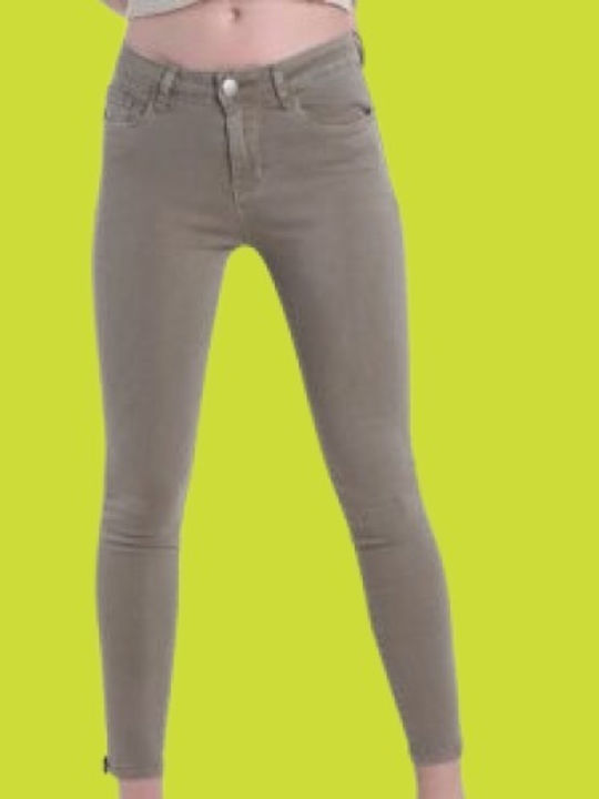 Γυναικείο Jean Παντελόνι Push Up σε Slim Εφαρμογή Χακι