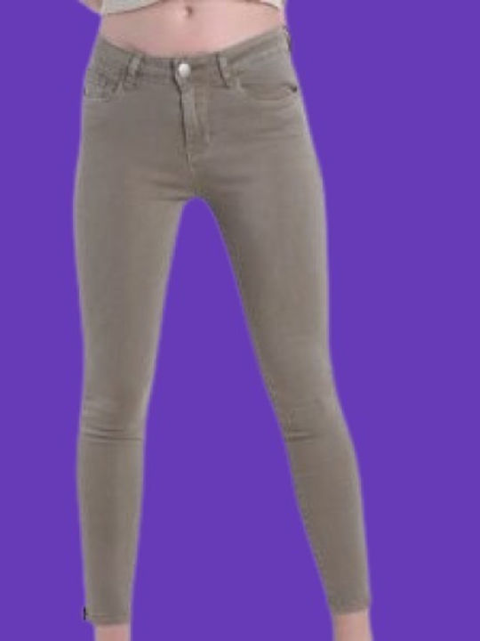 Γυναικείο Jean Παντελόνι Push Up σε Slim Εφαρμογή Χακι