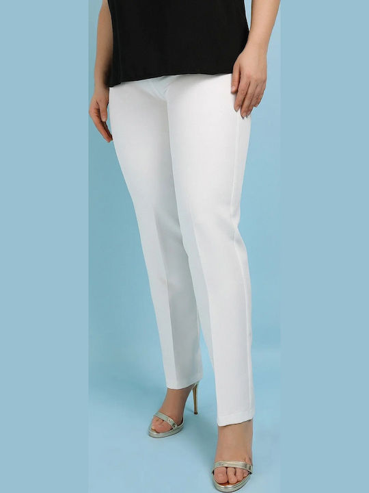 Women's Fabric Trousers Slim Fit White