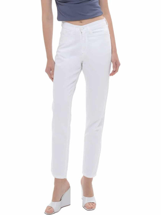 Angela High Waist Women's Jean Trousers in Regular Fit White