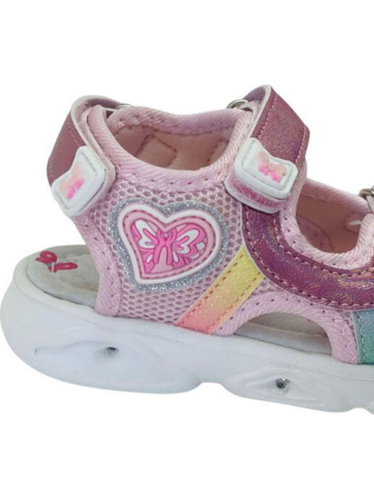 Kinder Sandalen mit Klettverschluss & Lichtern Rosa