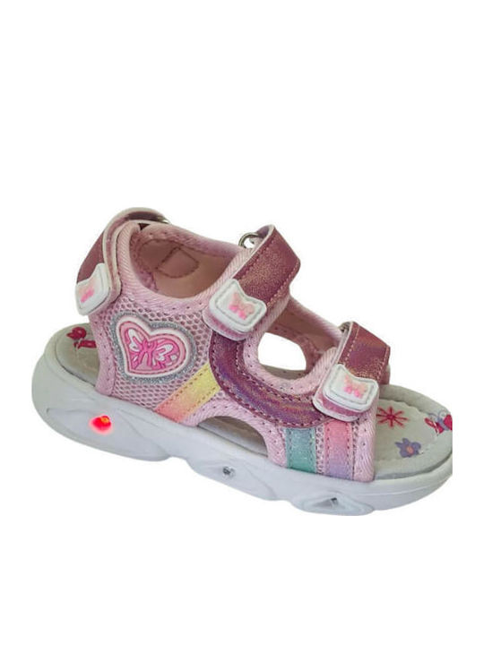 Kinder Sandalen mit Klettverschluss & Lichtern Rosa