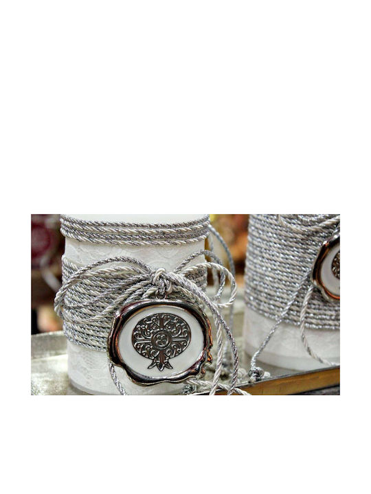 Gerakis Christmas Silver Candle 10x8cm