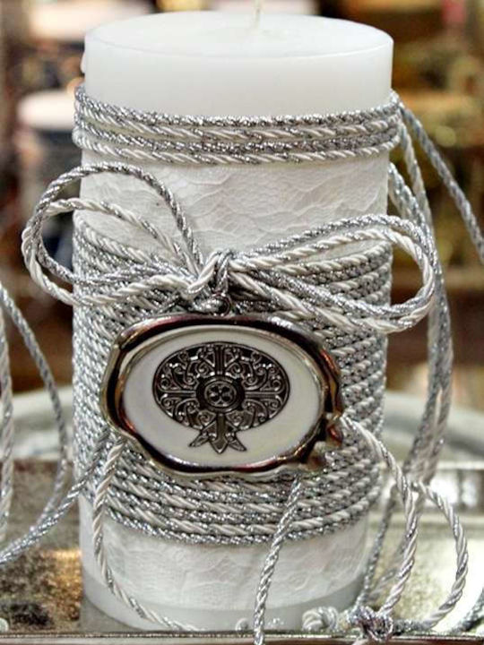 Gerakis Christmas Silver Candle 20x8cm