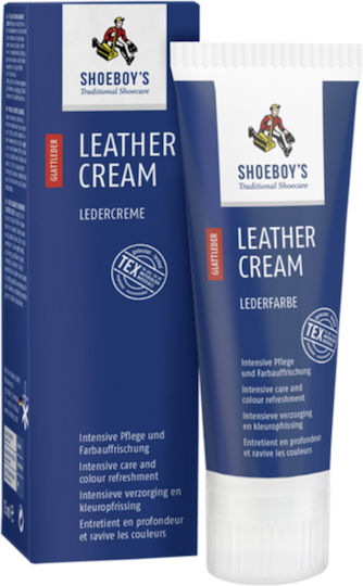 Shoeboy's Leather Cream 75ml 47 Black Κρέμα Βαφής Δέρμα Σωληνάριο Σφουγγαράκι Ανοιχτό Πράσινο