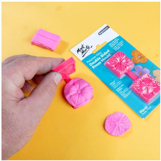 Presă dublă pentru lut Mont Marte 3,5×3,5cm Floral Mosp0043