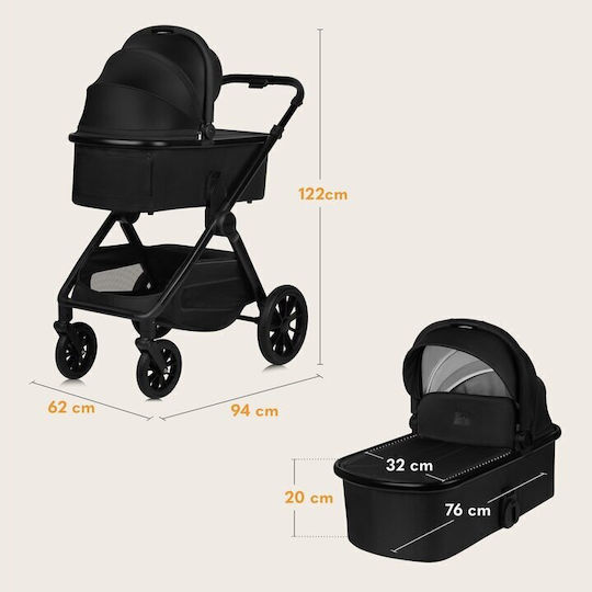 Lionelo Layla Reglabil 3 în 1 Cărucior pentru copii Potrivit pentru Nou-născut Negru