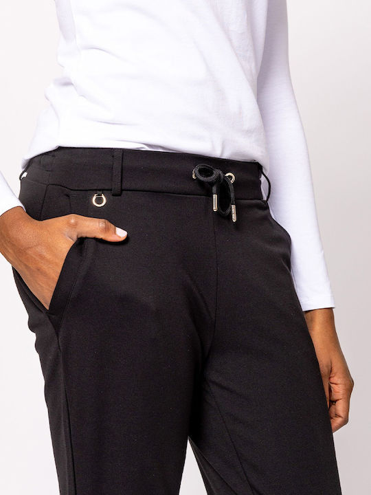 Damen Jogginghose mit Jogger Hohe Taille Schwarz