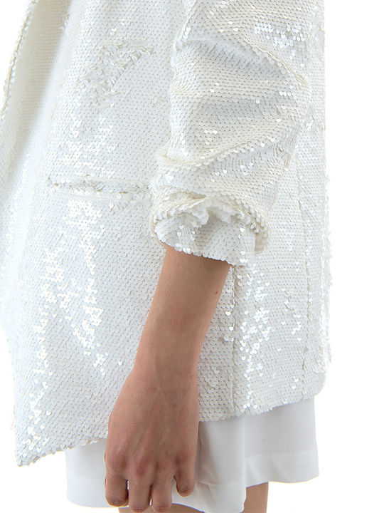 Zoya Women's Blazer Ecru with Sequins