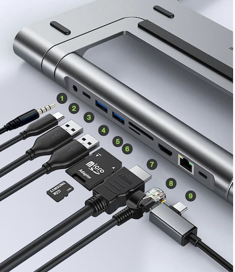 Techly ICA-NTB DOCK91 Βάση Στήριξης για Laptop Ασημί