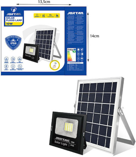 Jortan Waterproof Solar LED Floodlight 10W Cold White 6500K with Remote Control IP66