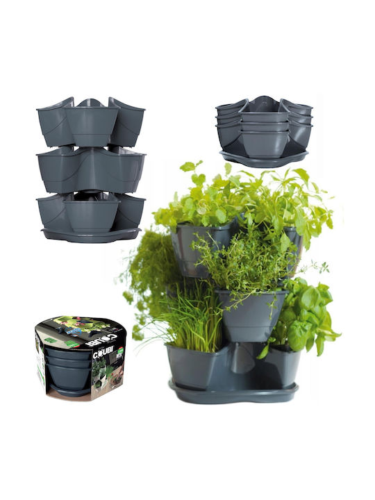 Prosperplast Γλαστράκια Βοτάνων Γλάστρα Πλαστική Anthracite 29.5x29.5x38εκ.