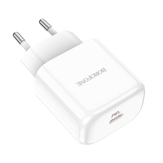 Borofone Charger Without Cable with USB-C Port 20W Power Delivery / Quick Charge 3.0 Whites (BN3)