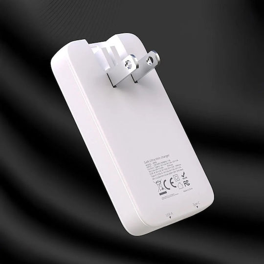 Dudao Φορτιστής Χωρίς Καλώδιο GaN με Θύρα USB-A και Θύρα USB-C 65W Power Delivery Λευκός (A65Q)