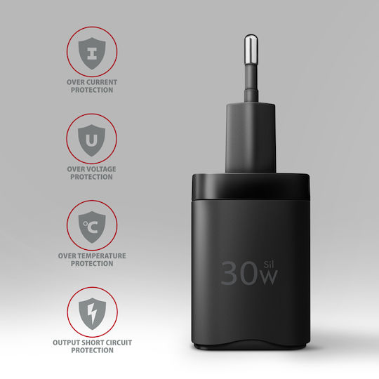 Axagon Φορτιστής Χωρίς Καλώδιο GaN 30W Power Delivery / Quick Charge 3.0 Μαύρος (AZAXNLSACUPQ301)