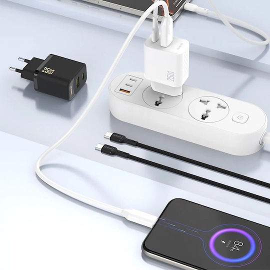 Dudao Φορτιστής Χωρίς Καλώδιο GaN με Θύρα USB-A και Θύρα USB-C 25W Power Delivery Μαύρος (A26T)