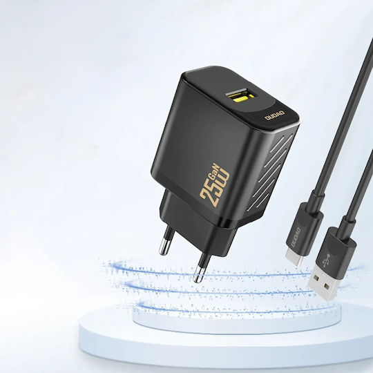 Dudao Φορτιστής Χωρίς Καλώδιο GaN με Θύρα USB-A 25W Quick Charge 3.0 Μαύρος (A27S)