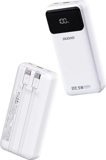 Dudao K15Pro Power Bank 20000mAh 22.5W with USB-A Port and USB-C Port Power Delivery White
