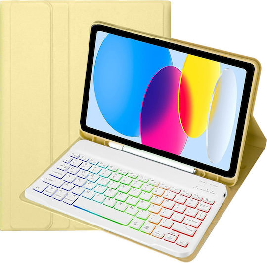 Флип Капак с Клавиатура Жълт iPad 2022 10.9 инча