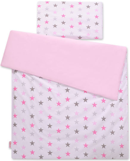 Bobono Set Kinderbettbezug Einzel mit Kissenbezug Gray-pink 100x135cm