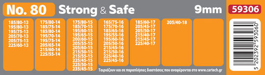 Cartech Strong & Safe Не 80 Вериги против хлъзгане Дебелина 9мм 2бр
