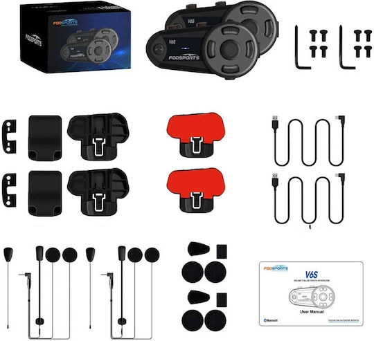 Fodsports V6S Dual Intercom for Riding Helmet
