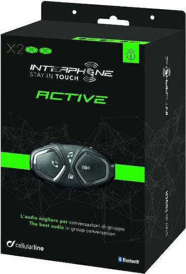 Interphone Active HD Ενδοεπικοινωνία Διπλή για Κράνος Μηχανής με Bluetooth