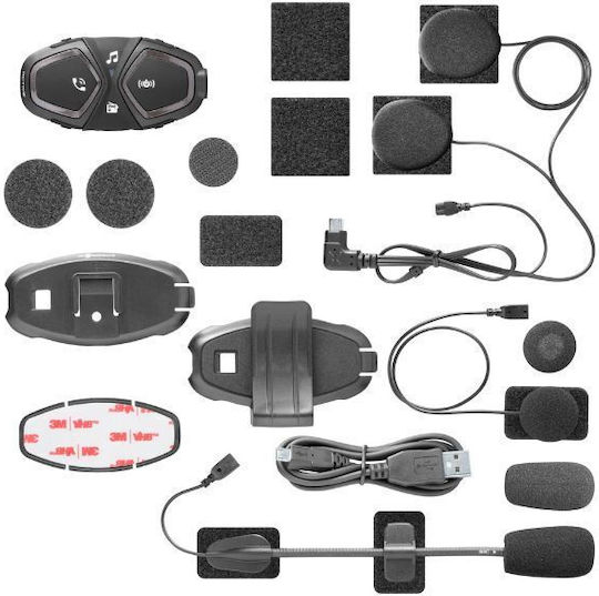 Interphone Active HD Ενδοεπικοινωνία Διπλή για Κράνος Μηχανής με Bluetooth