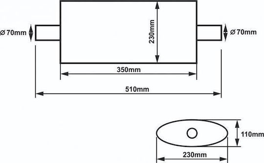 Slide Exhaust End 304SS 70mm 350mm
