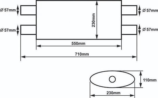 Slide Mid Silencer 304SS 57mm 550mm