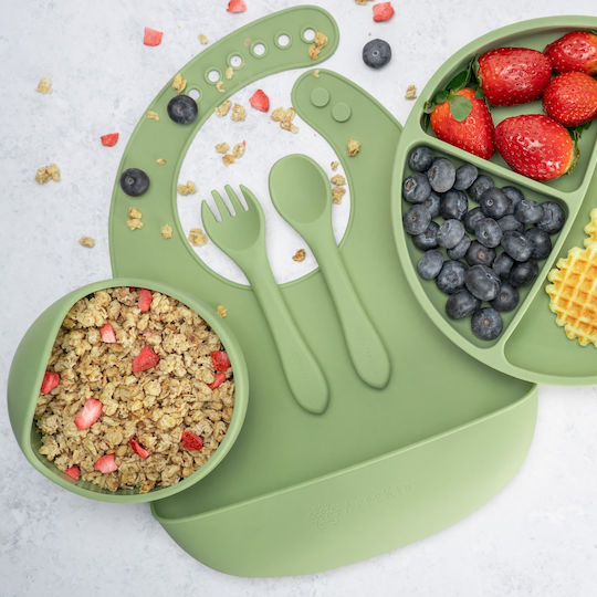AppeKids Σετ Φαγητού από Σιλικόνη Πράσινο 5τμχ