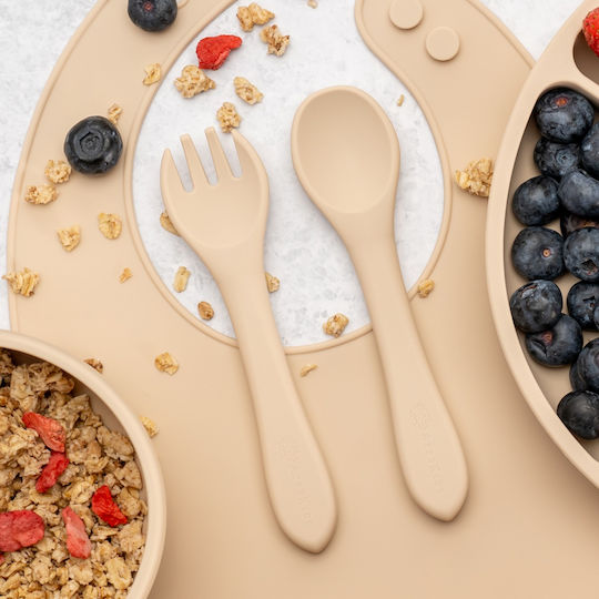 AppeKids Set Essgeschirr aus Silikon Beige 5Stück