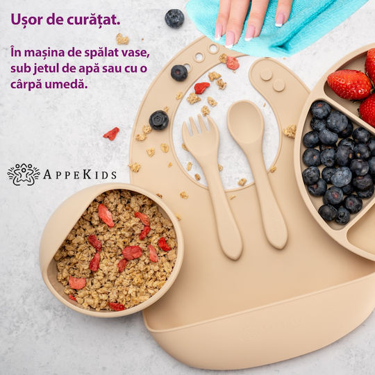 AppeKids Set Essgeschirr aus Silikon Beige 5Stück