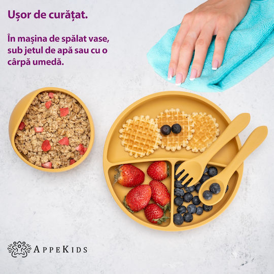 AppeKids Set Essgeschirr aus Silikon Beige 4Stück
