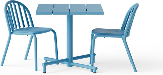 Fatboy Fred's quadratischer Bistreau-Aluminiumtisch 80x80x76 cm I Wave Blue
