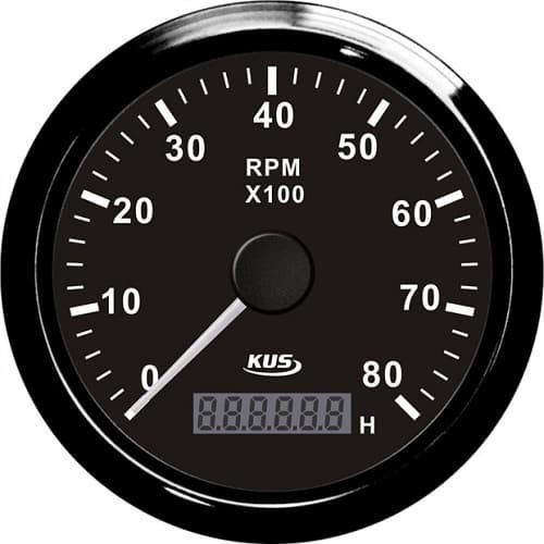 Eval Bootsnavigationsinstrumente & Messgeräte Mehrzweck Digitaler Motorbetriebsstundenzähler- RPM-Zähler 8000Rpm Edelstahl Schwarz