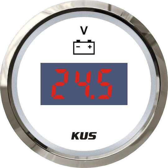 Eval Bootsvoltmeter Edelstahl-Digitalvoltmeter 8-32V Weiß