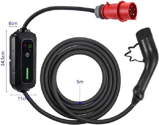 Immax Φορητός Τριφασικός Σταθμός Φόρτισης 11kW με Ενσωματωμένο Καλώδιο Type 2 (IM1267)