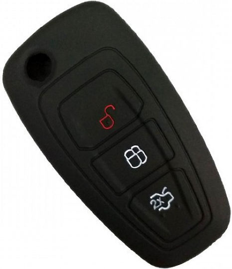 Silicone Car Key Cover Case with 3 Buttons for Ford Black