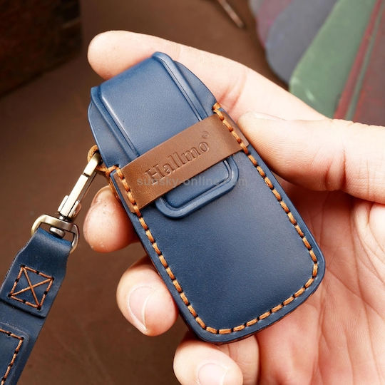 Car Key Cover Case made of with 3 Buttons for Audi in Brown Color