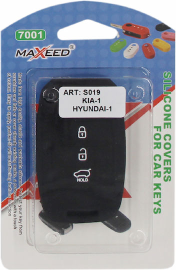 Silicone Car Key Cover Case Type-1 with 3 Buttons for Hyundai / Kia Black NG-