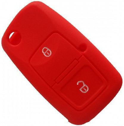 Silicone Car Key Cover Case with 2 Buttons for Seat / Skoda / VW Red