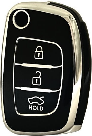Car Key Cover Case made of with 3 Buttons for Hyundai in Black Color